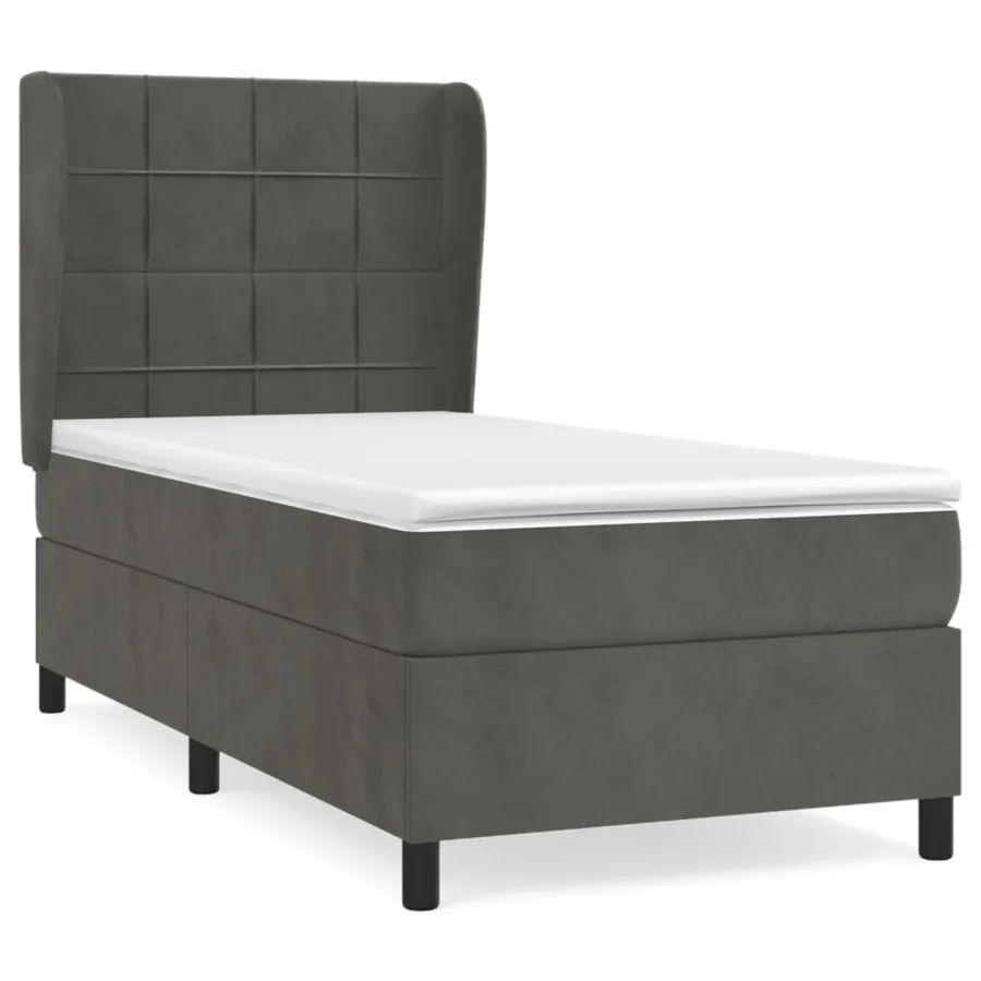 Sommier à lattes de lit et matelas Gris foncé 80x200 cm Velours - 2