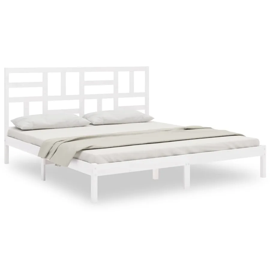 Cadre de lit sans matelas blanc bois massif 200x200 cm - 2