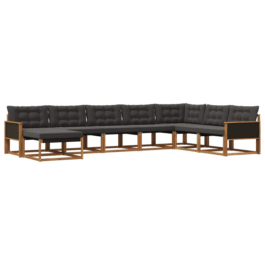 Ensemble de canapés d'extérieur 8 pcs Naturel et noir - 2