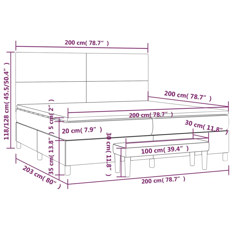 Sommier à lattes de lit avec matelas Gris clair 200x200cm Tissu - 12