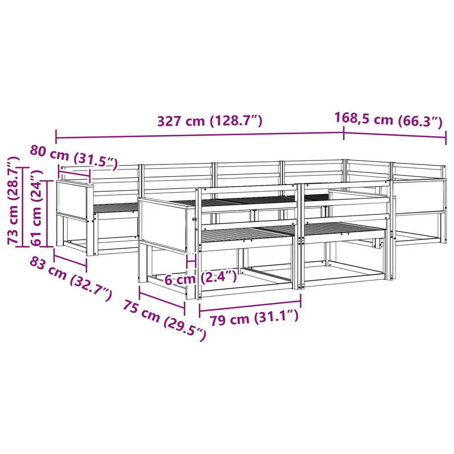 Ensemble de canapés d'extérieur 8 pcs Naturel - 6