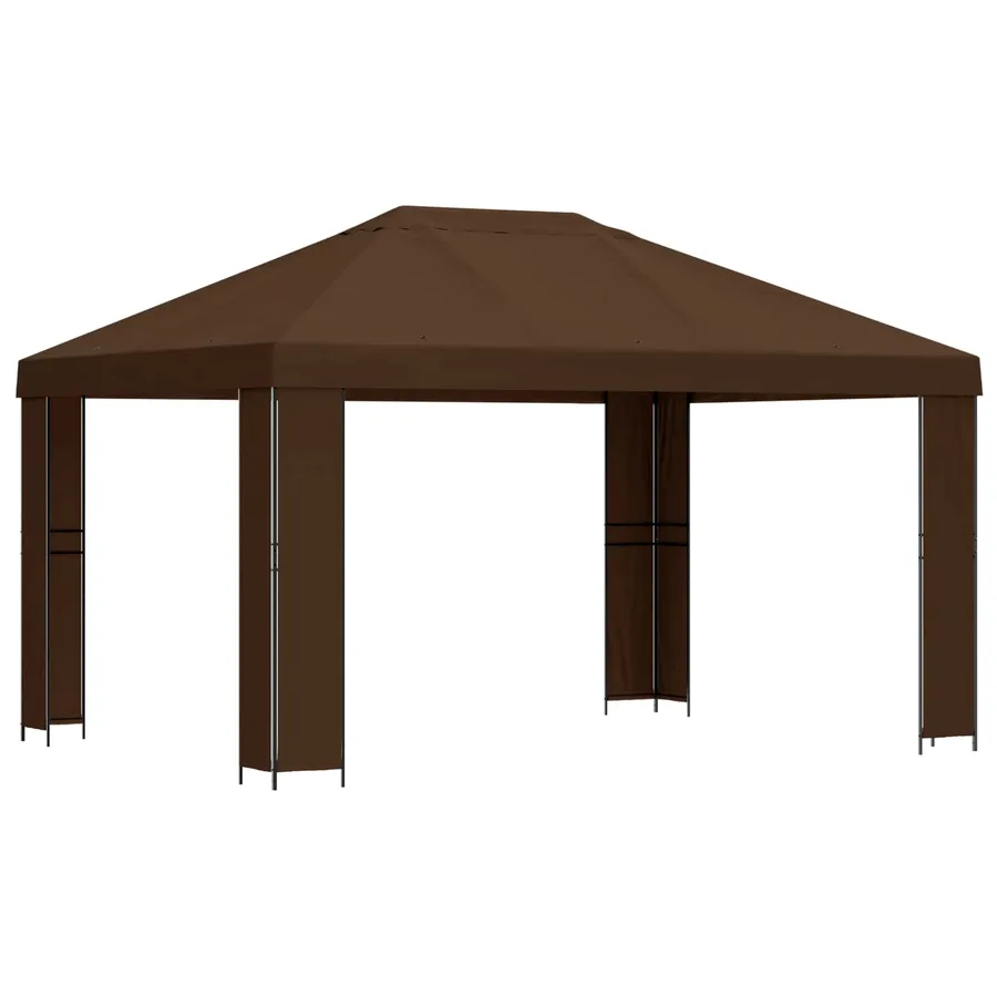 Pavillon 4 × 3 m Marron Polyester et Acier 190 gsm - 2