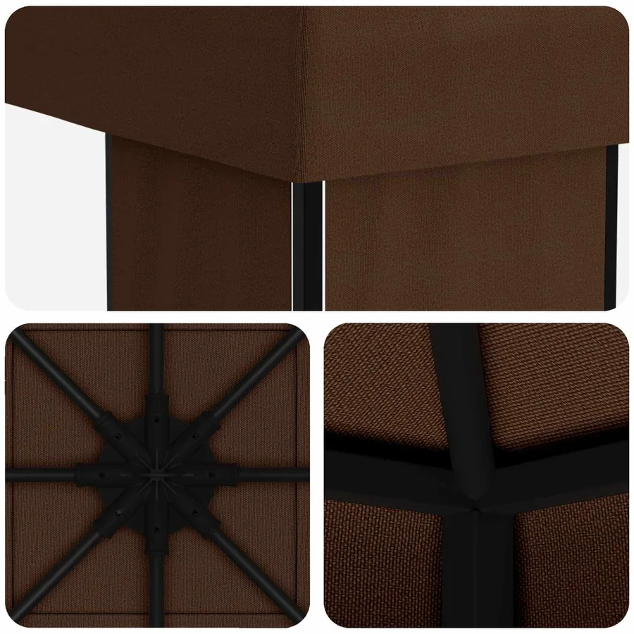 Pavillon 4 × 3 m Marron Polyester et Acier 190 gsm - 5