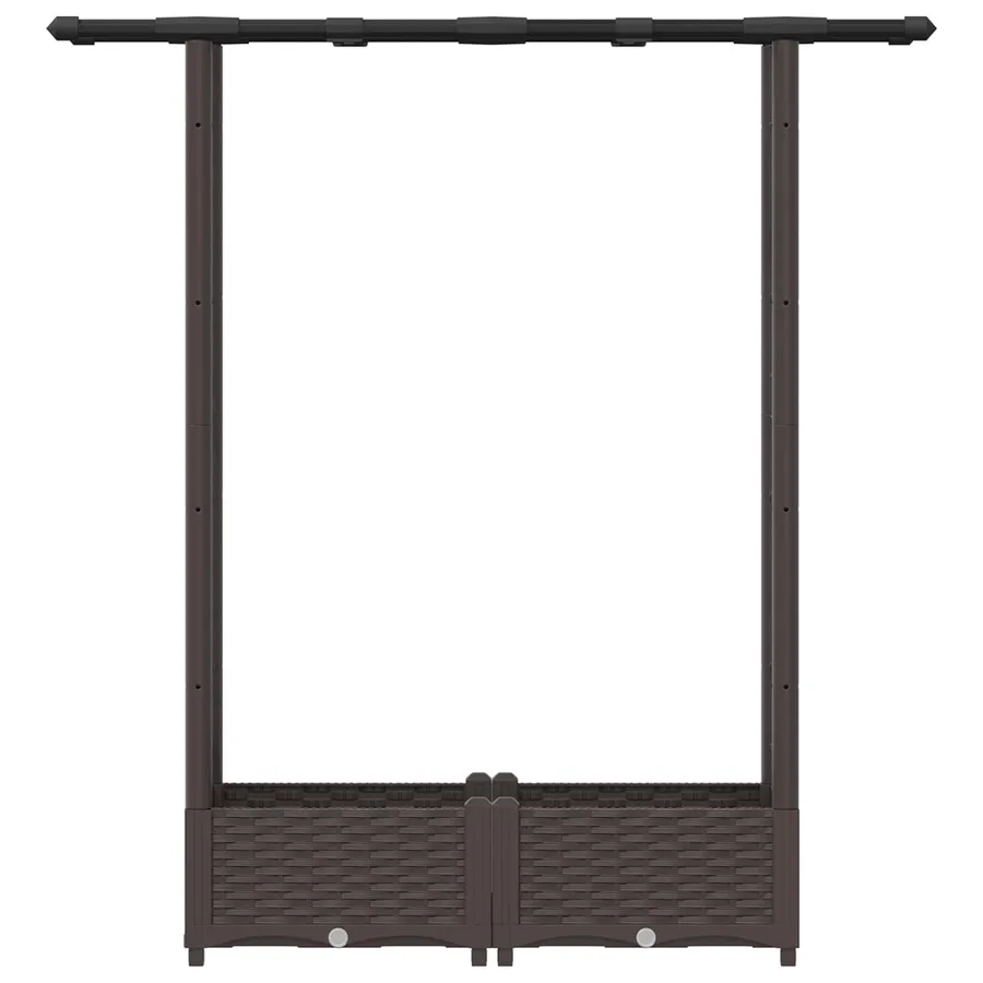 Lit Élevé avec Treillis et Toit Marron 122,5 x 40 x 121 cm PP - 4