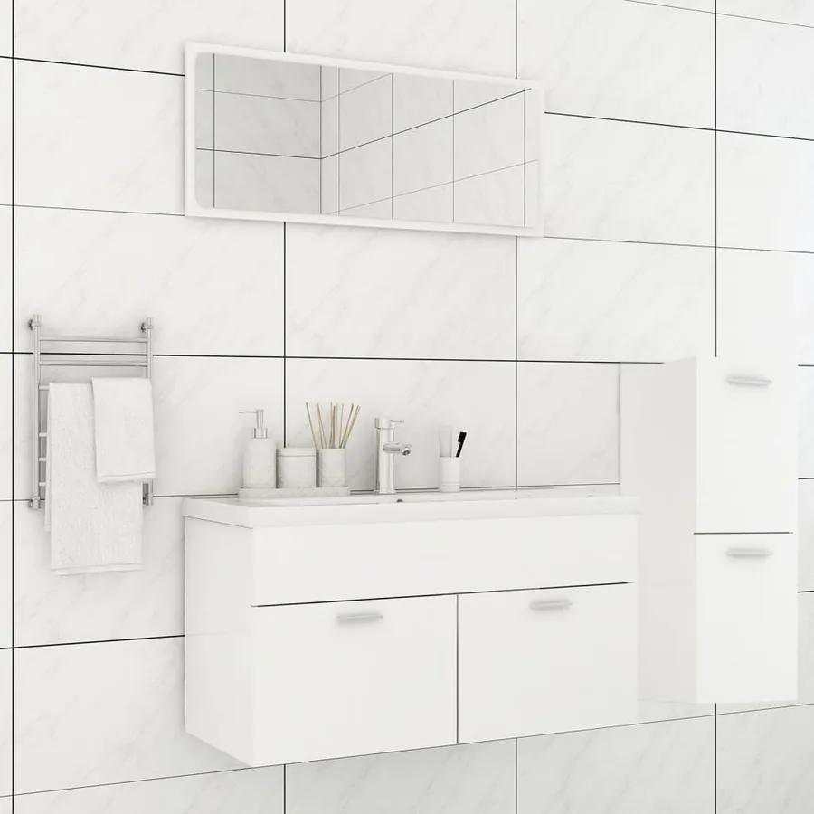 Ensemble de meubles de salle de bain Blanc Bois d'ingénierie