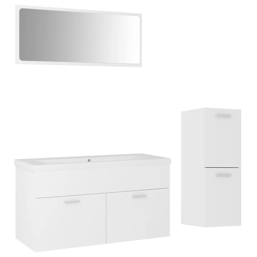 Ensemble de meubles de salle de bain Blanc Bois d'ingénierie - 2