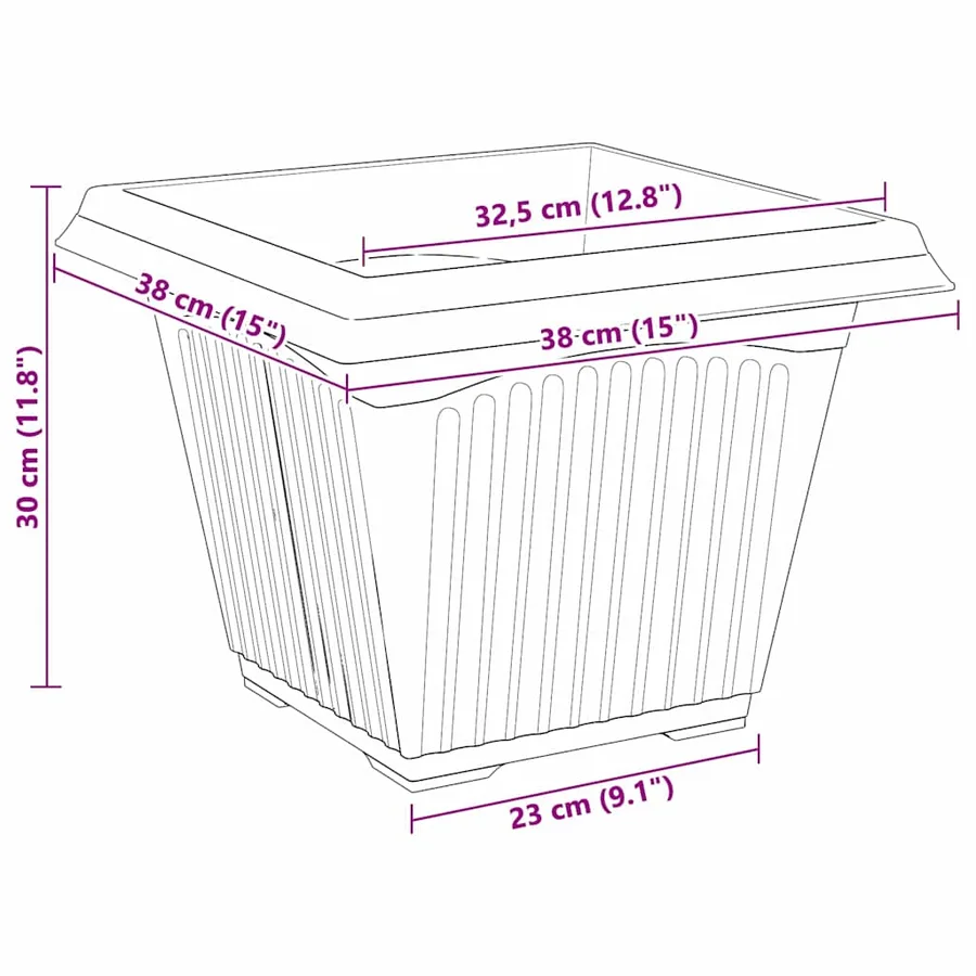 Pot de Fleurs Carré 6 pcs Rouge brique 38 x 38 x 30 cm - 8