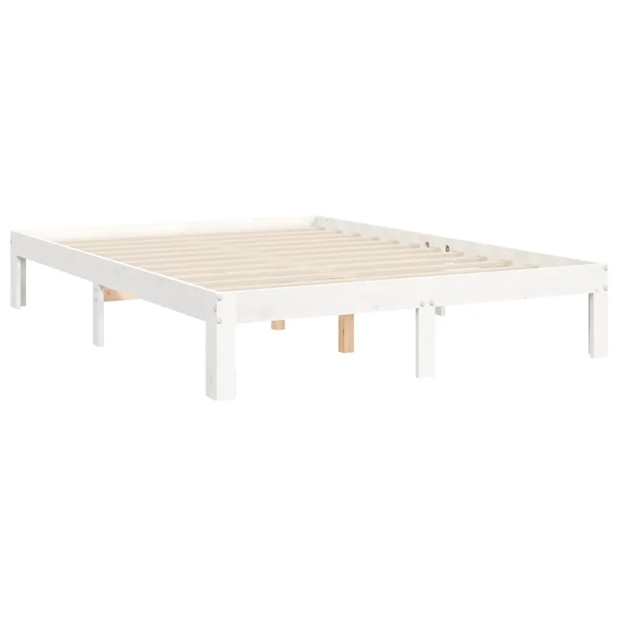 Cadre de lit sans matelas blanc 140x190 cm bois de pin massif - 9