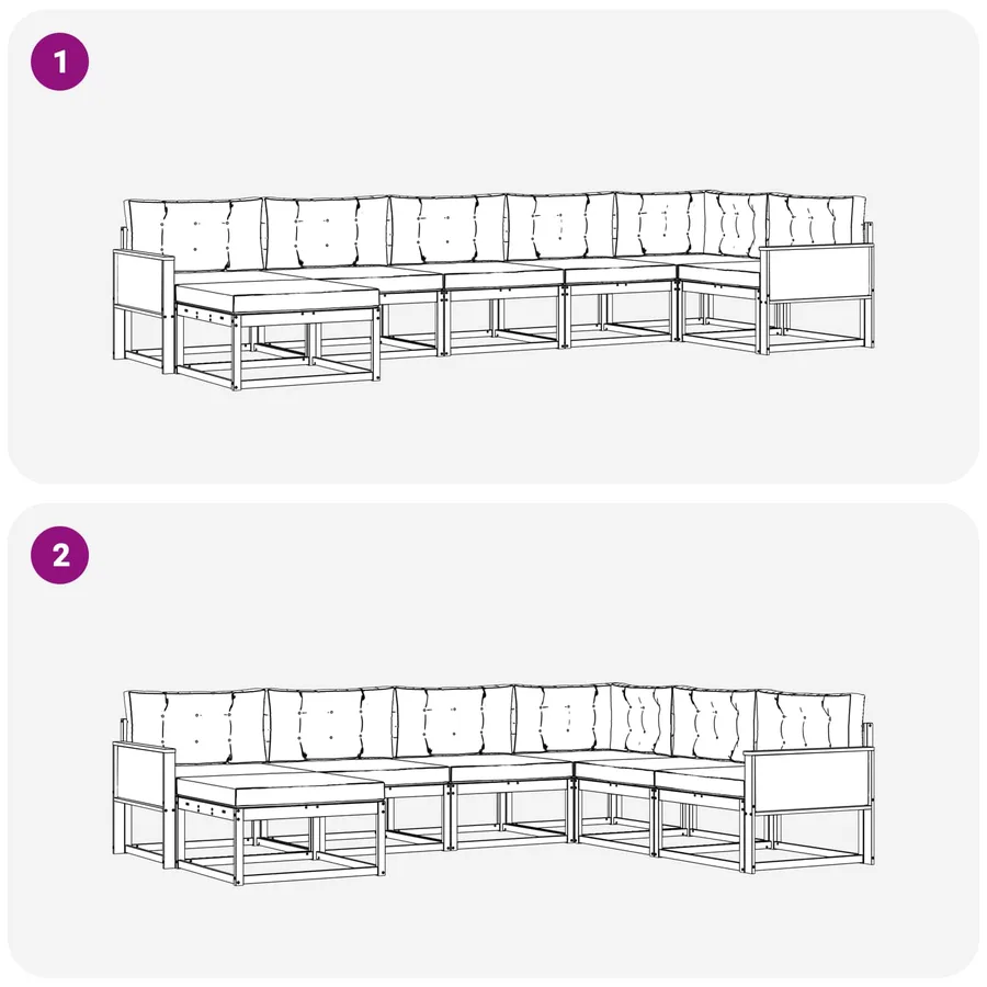 Ensemble de canapés d'extérieur 7 pcs Naturel et Beige - 7