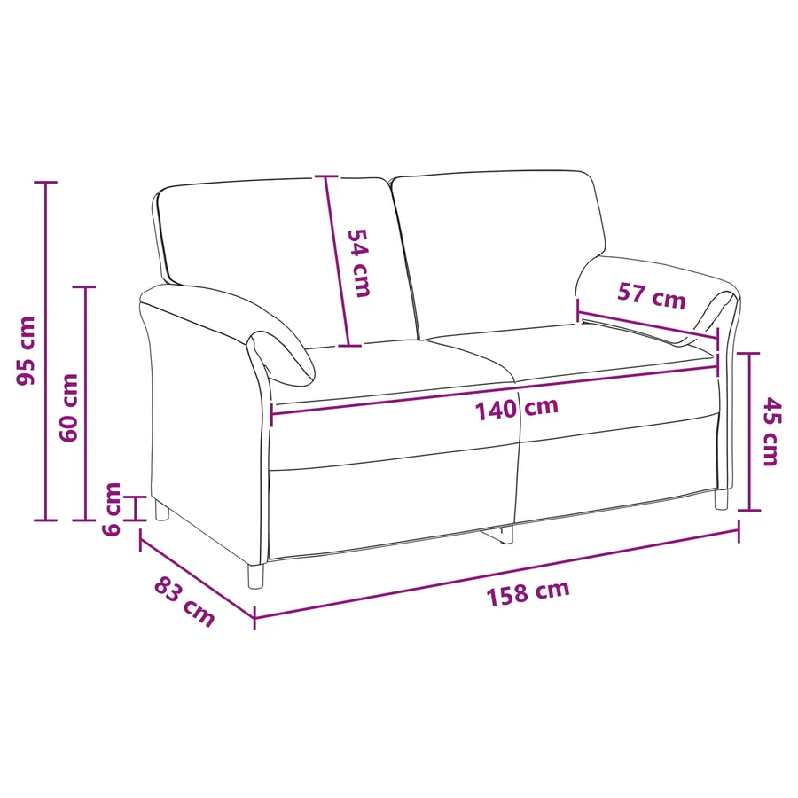 Sofa 2 places Bordeaux 158 x 83 x 95 cm Velours - 8
