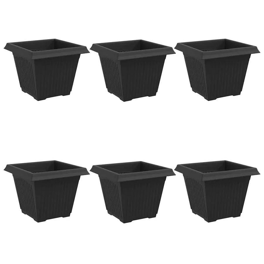 Pot de Fleurs Carré 6 pcs Noir 38 x 38 x 30 cm Plastique - 2