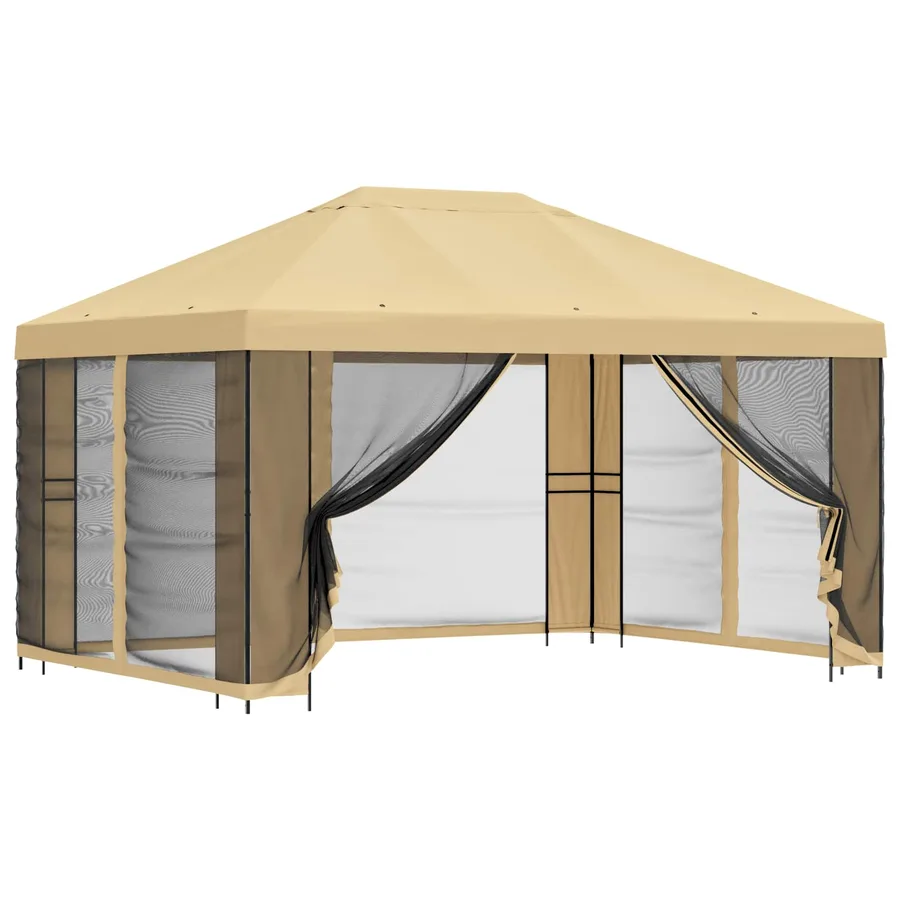 Abri de jardin avec parois 4 × 3 m Crème Polyester et Acier - 2