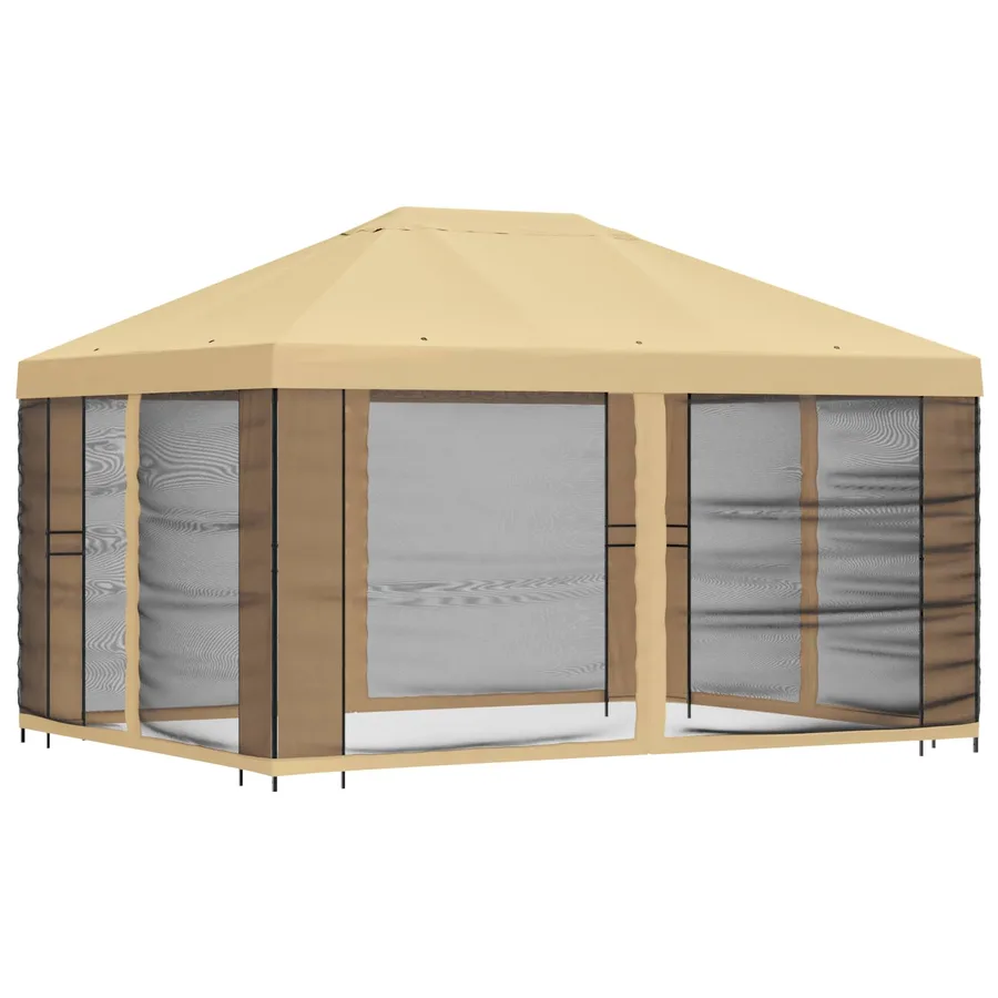Abri de jardin avec parois 4 × 3 m Crème Polyester et Acier - 3