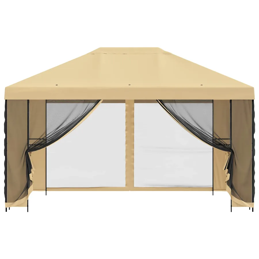 Abri de jardin avec parois 4 × 3 m Crème Polyester et Acier - 5
