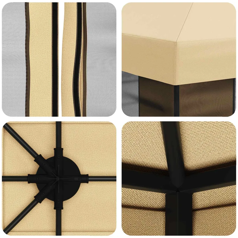 Abri de jardin avec parois 4 × 3 m Crème Polyester et Acier - 7