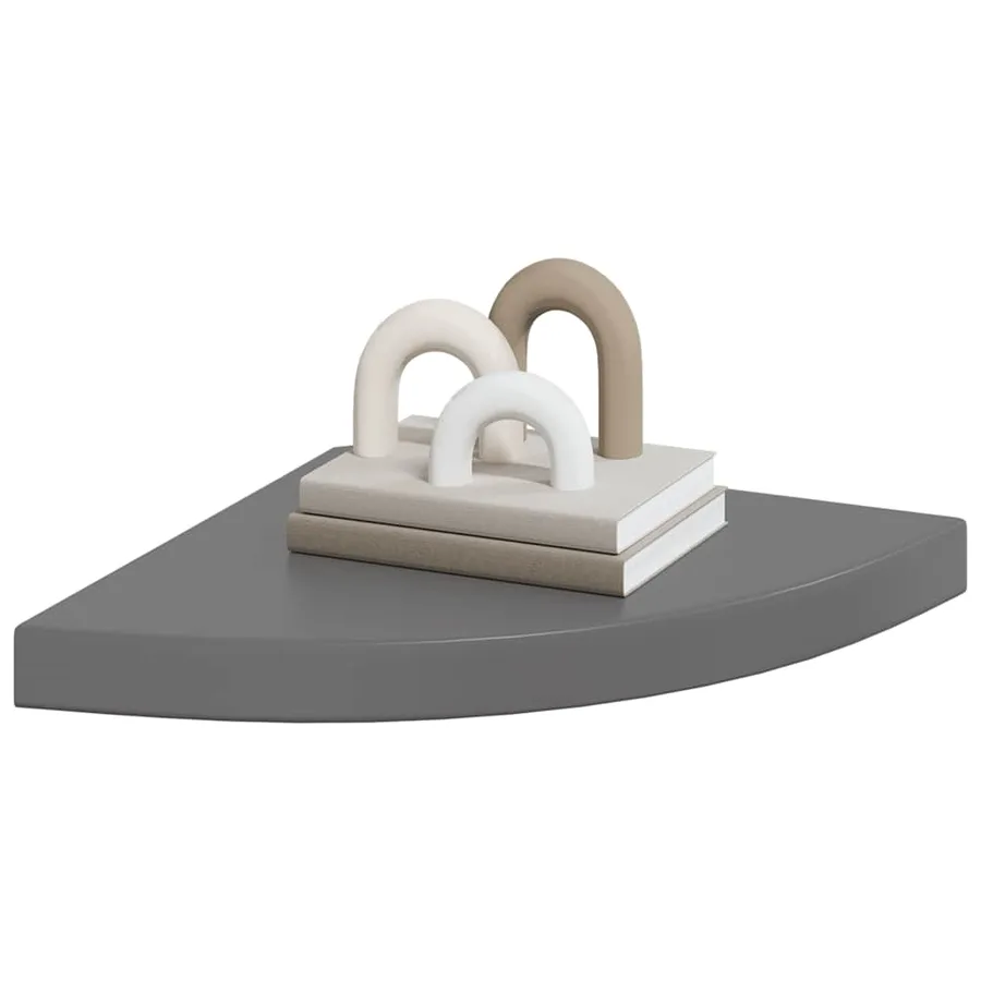 Étagères d'angle flottantes 2pcs gris brillant 35x35x3,8 cm MDF - 4