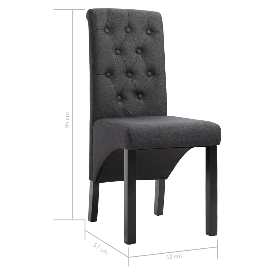 Chaises à manger lot de 6 gris foncé tissu - 8