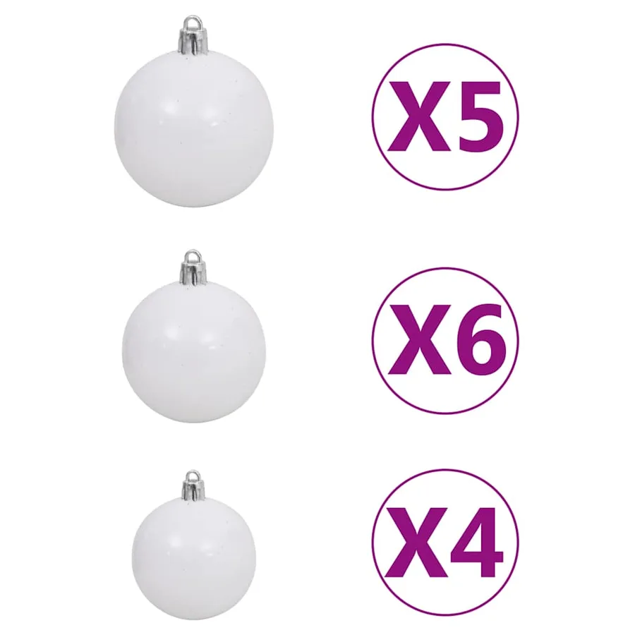 Set de boules de Noël avec pic et 150 LED 60 pcs Blanc et gris - 10