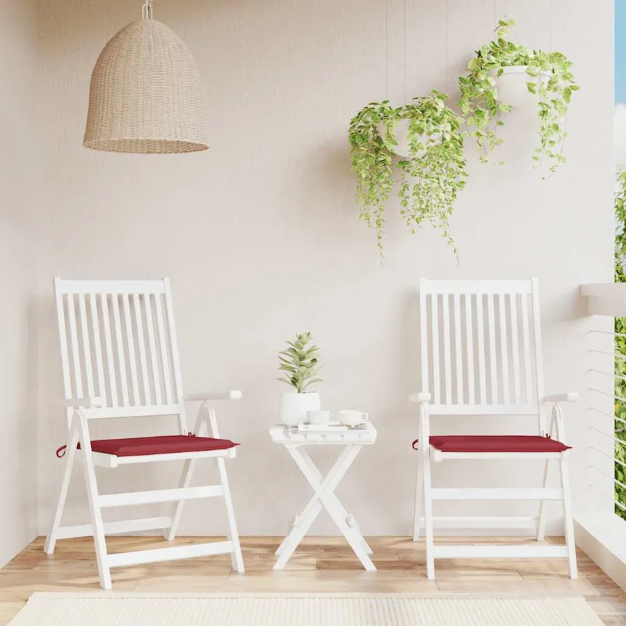 Coussins de chaise de jardin lot de 2 rouge bordeaux 40x40x4 cm