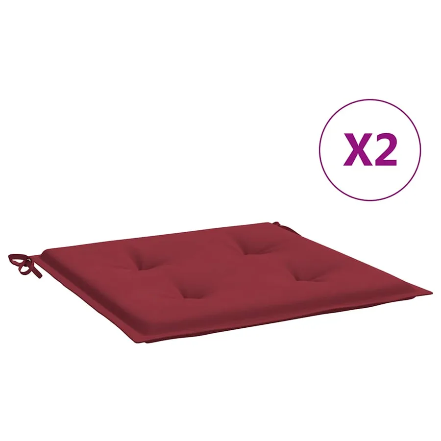Coussins de chaise de jardin lot de 2 rouge bordeaux 40x40x4 cm - 2