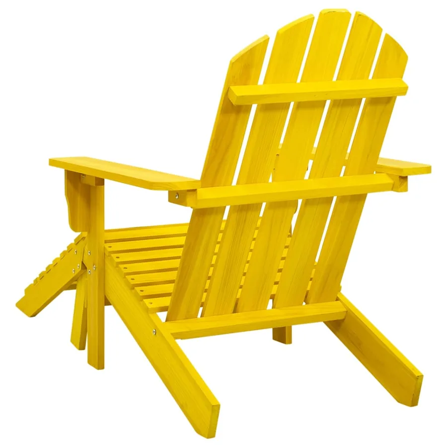 Chaise de jardin Adirondack avec pouf bois de sapin jaune - 4