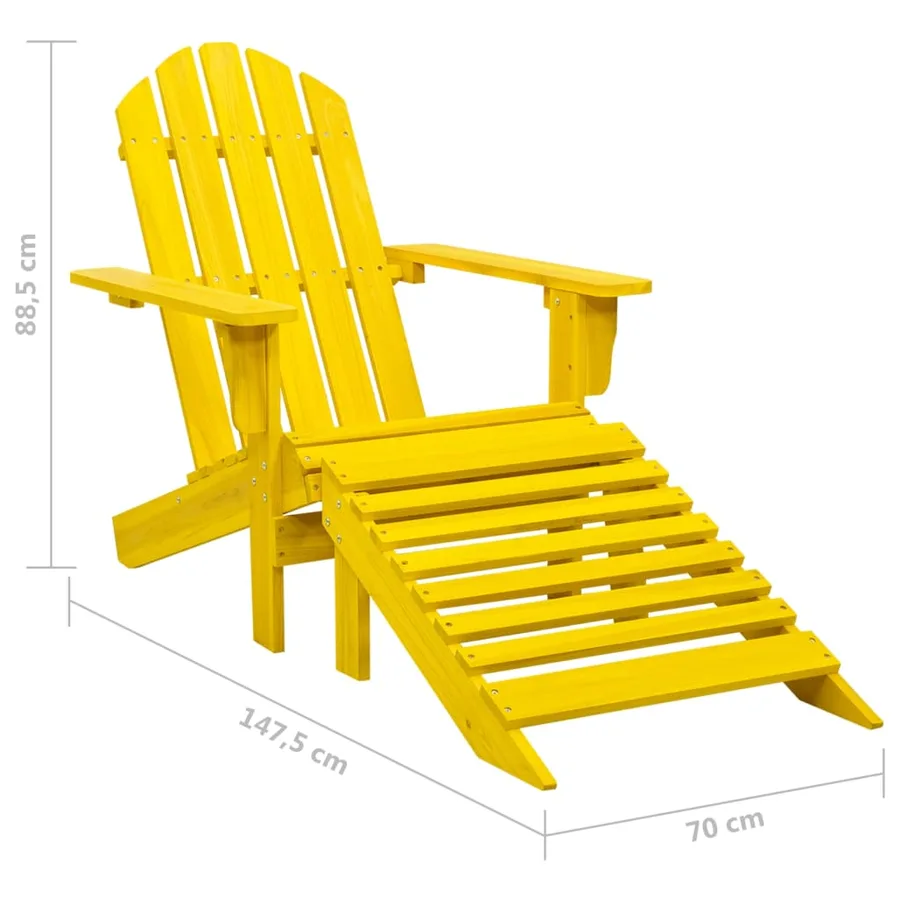 Chaise de jardin Adirondack avec pouf bois de sapin jaune - 8