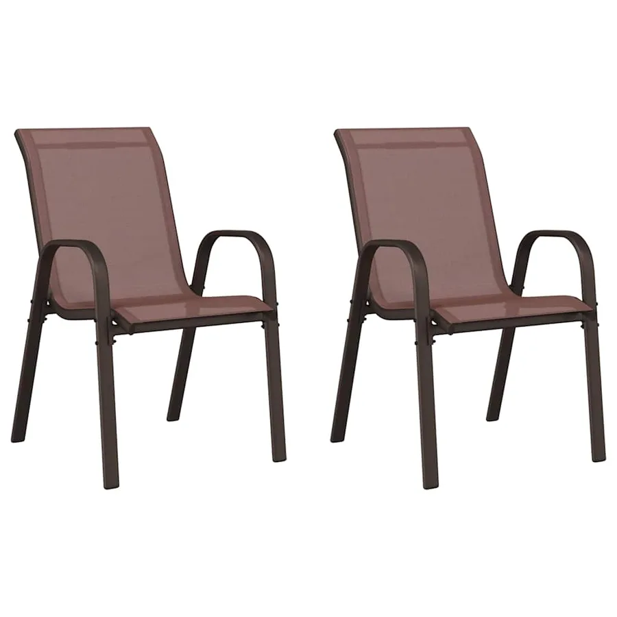 Chaises empilables de jardin lot de 2 Marron Tissu textilène - 2