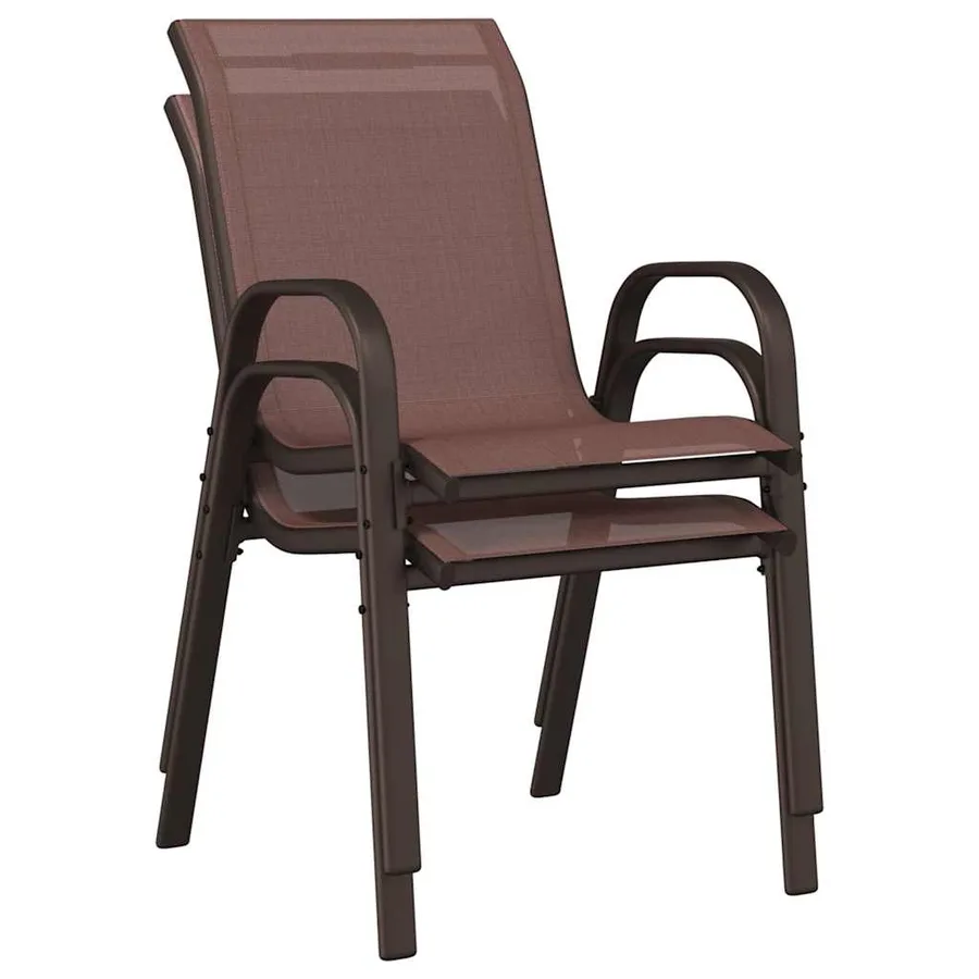 Chaises empilables de jardin lot de 2 Marron Tissu textilène - 8