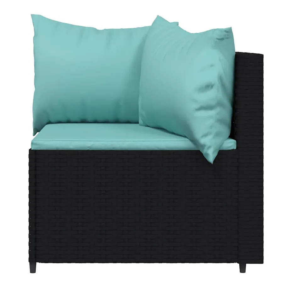 Salon de jardin 3 pcs avec coussins Noir Résine tressée - 7