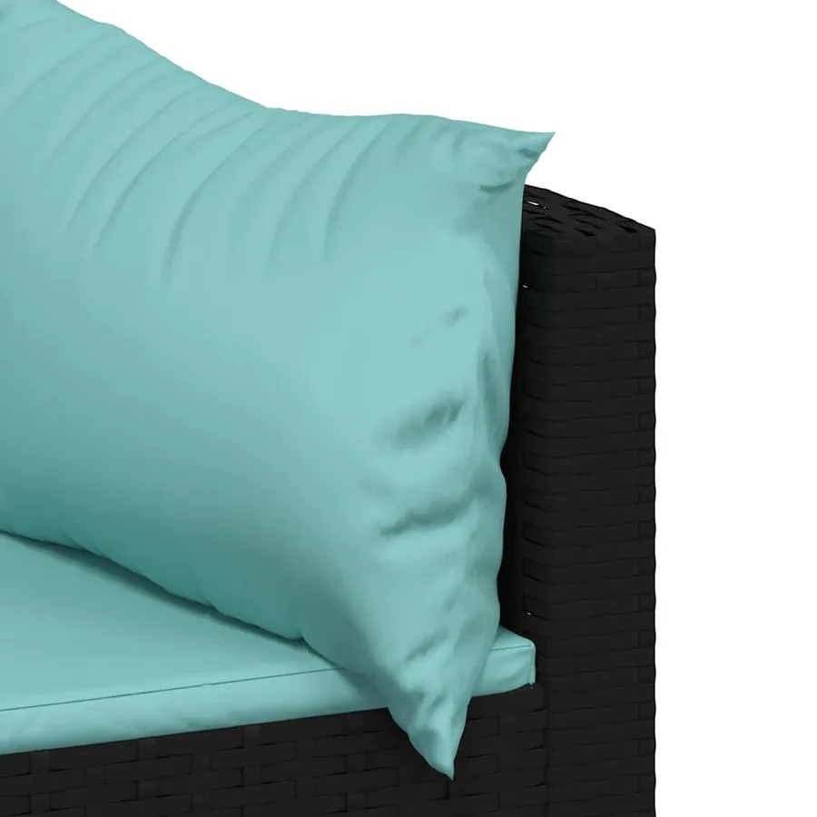 Salon de jardin 3 pcs avec coussins Noir Résine tressée - 8