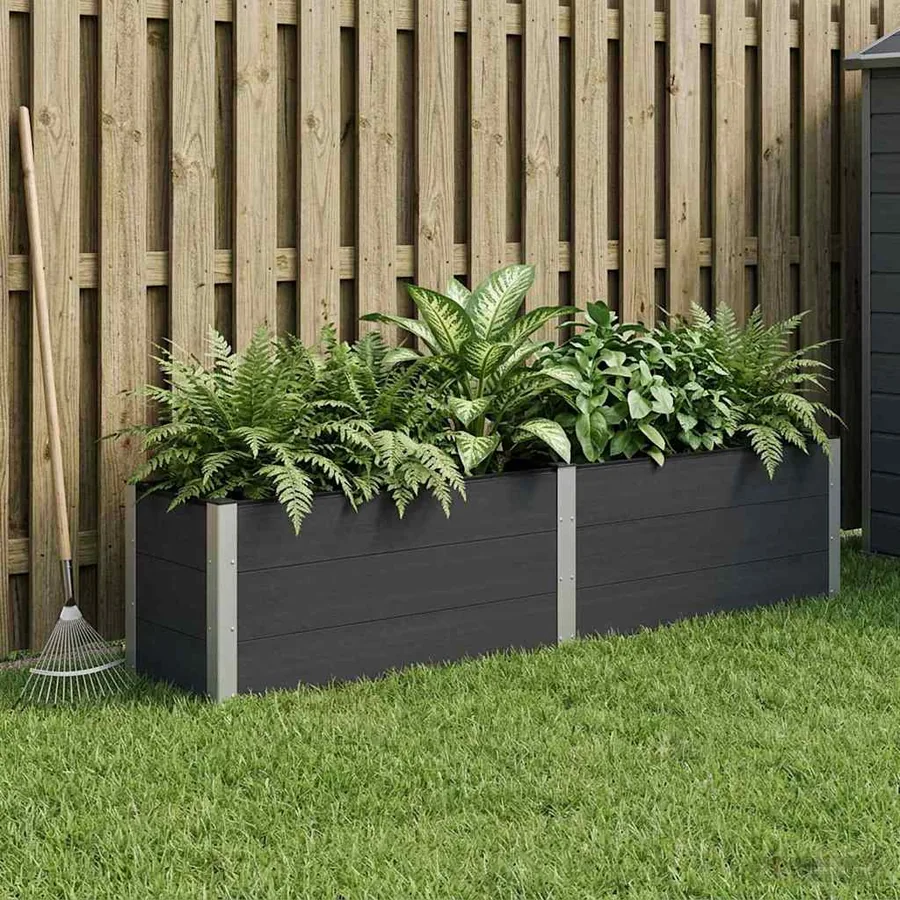 Jardinière surélevée Noir 250 x 50 x 54 cm
