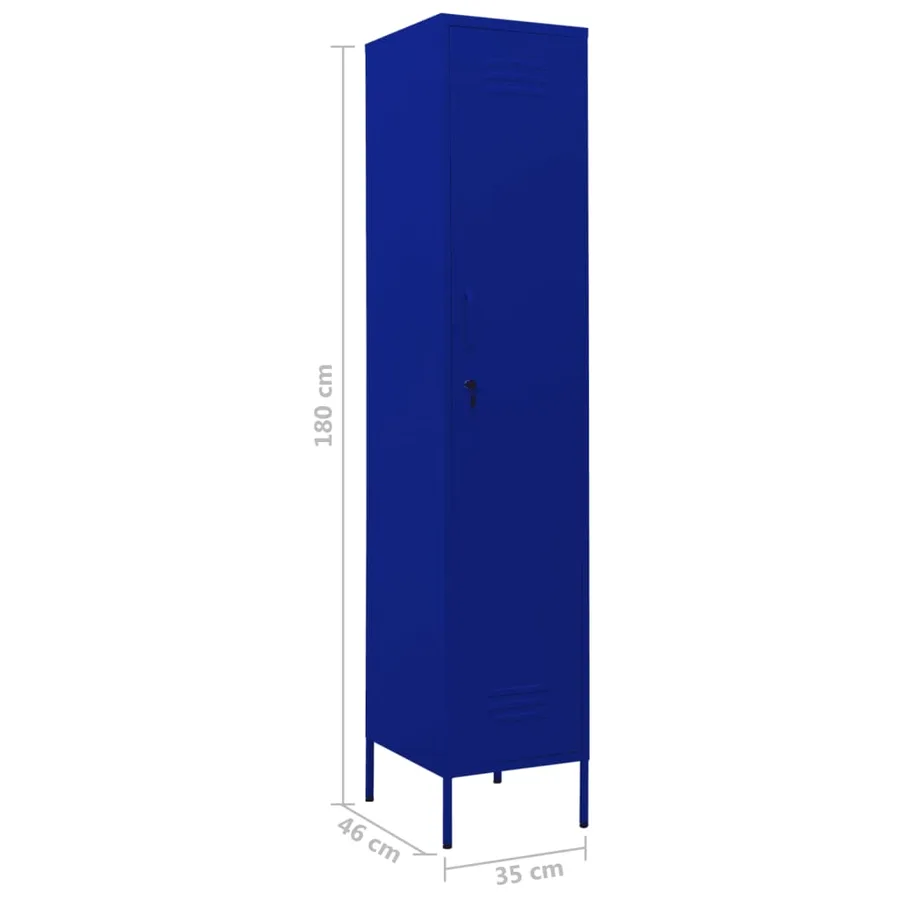 Armoire à casiers Bleu marine 35x46x180 cm Acier - 9