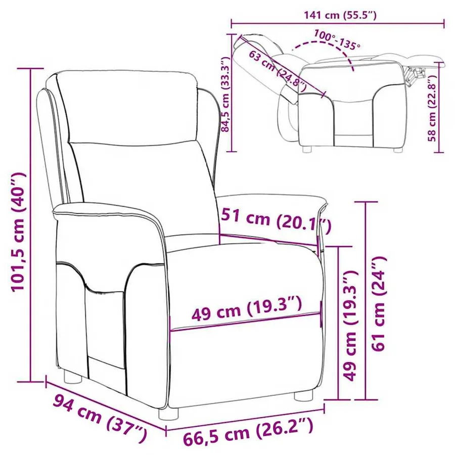 Fauteuil inclinable Taupe 66.5 x 94 x 101.5 cm Polyester - 8