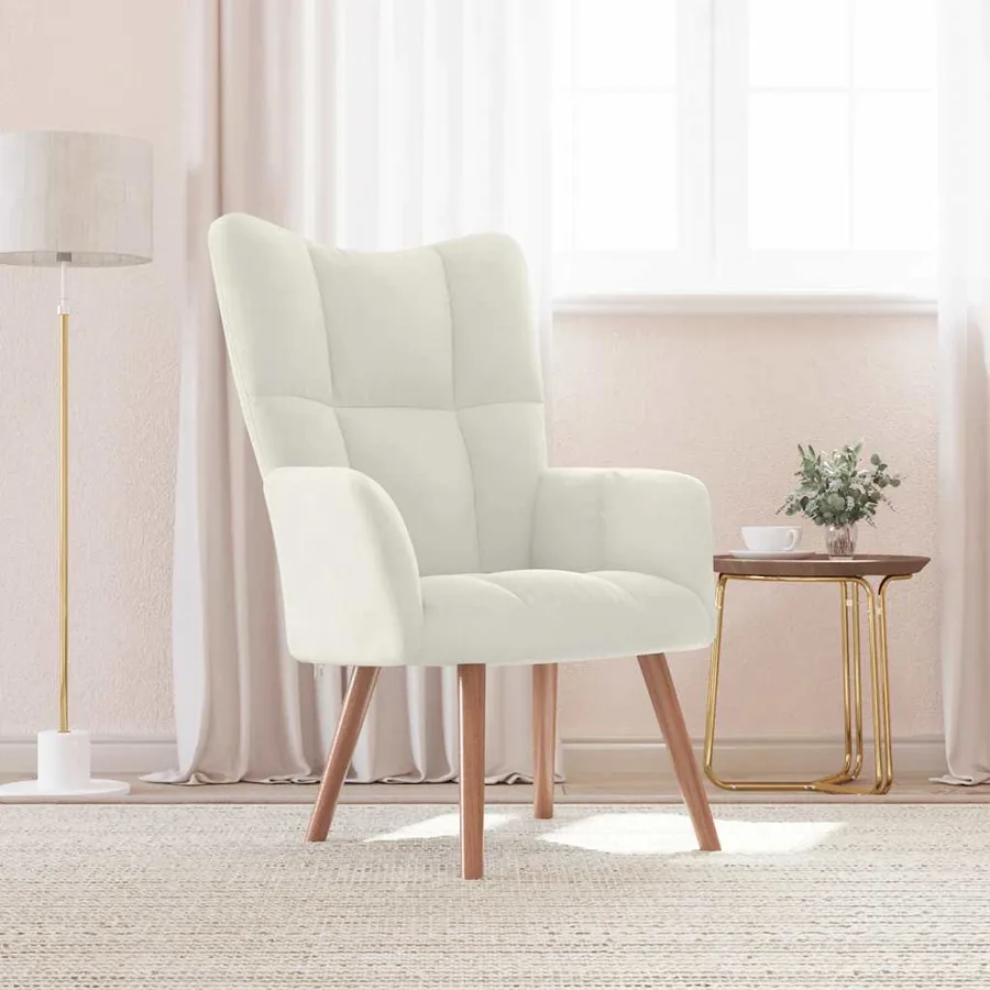 Chaise de relaxation Blanc crème Velours