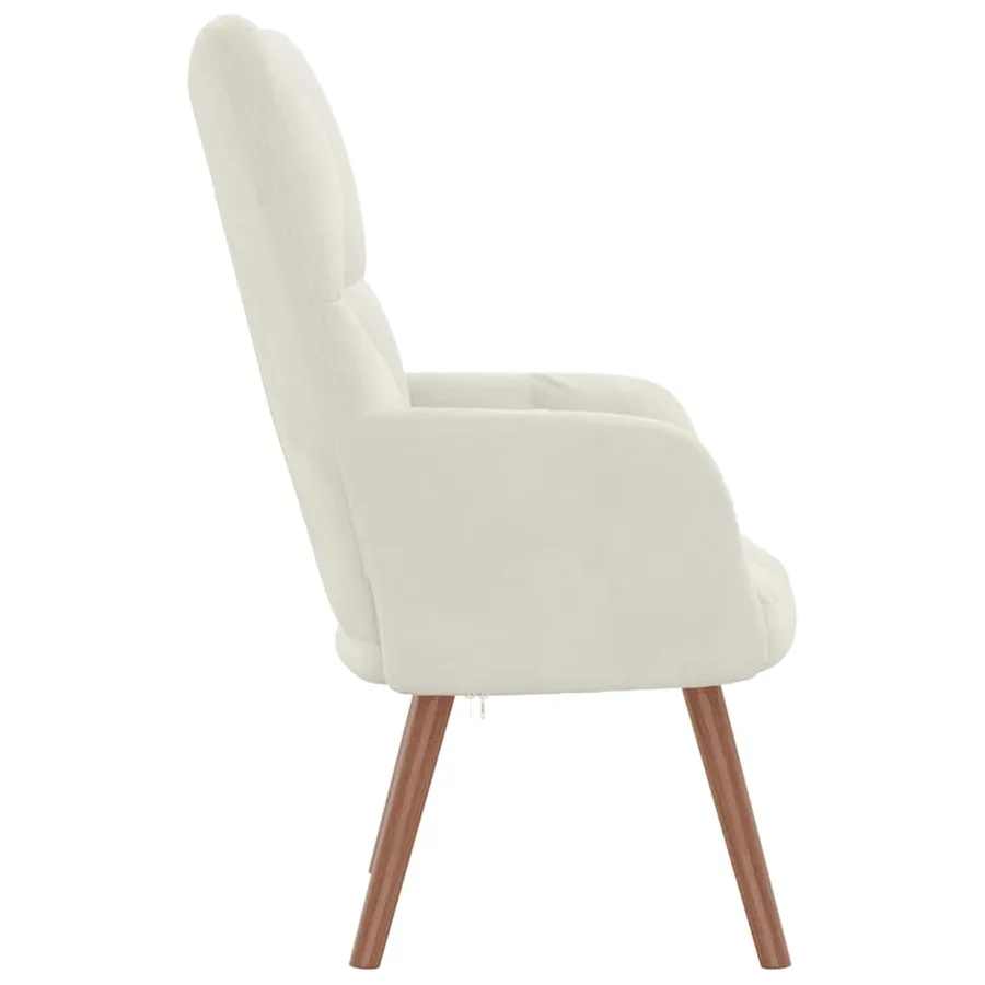 Chaise de relaxation Blanc crème Velours - 4