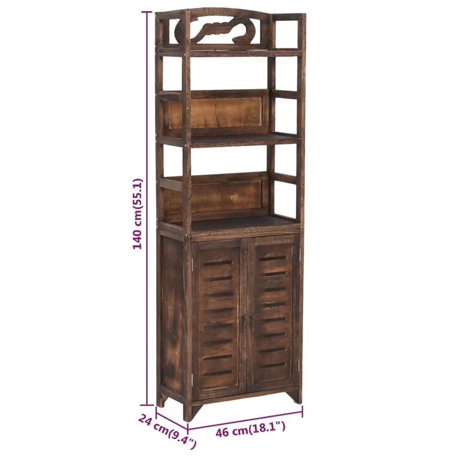 Vitrine Marron foncé 46x24x140 cm Bois massif de Paulownia - 8