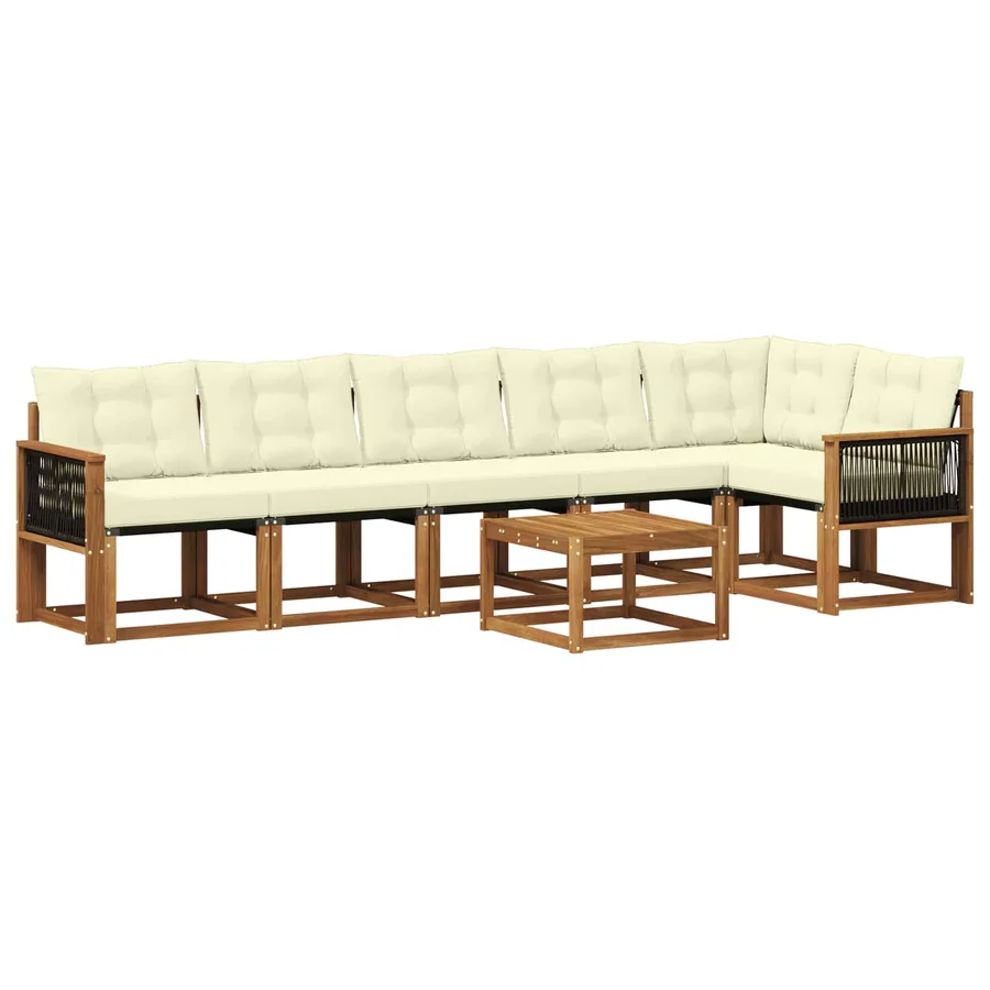 Ensemble de canapés d'extérieur 7 pcs Naturel et Crème - 2