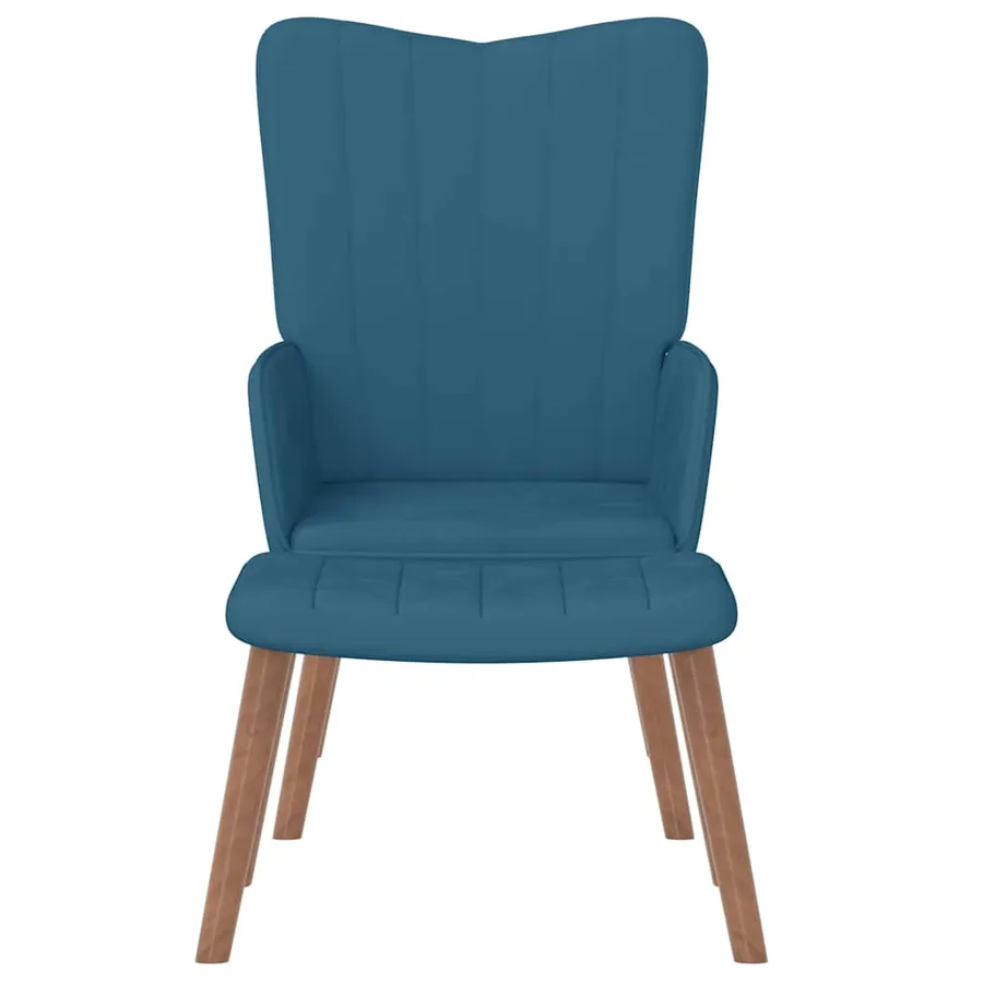 Chaise de relaxation avec repose-pied Bleu Velours - 3