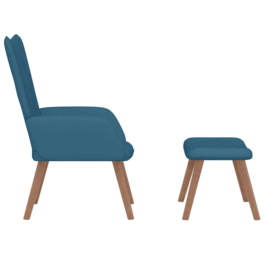 Chaise de relaxation avec repose-pied Bleu Velours - 4