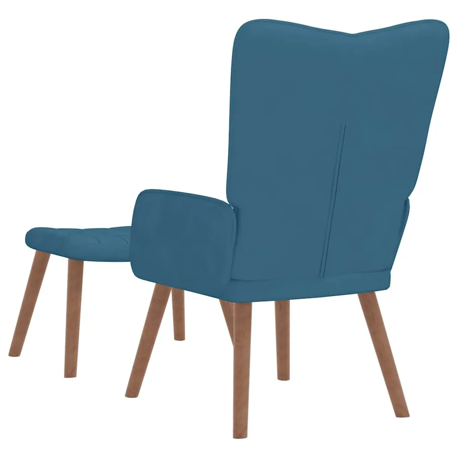 Chaise de relaxation avec repose-pied Bleu Velours - 5