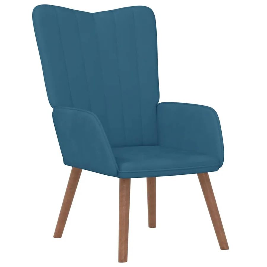 Chaise de relaxation avec repose-pied Bleu Velours - 6