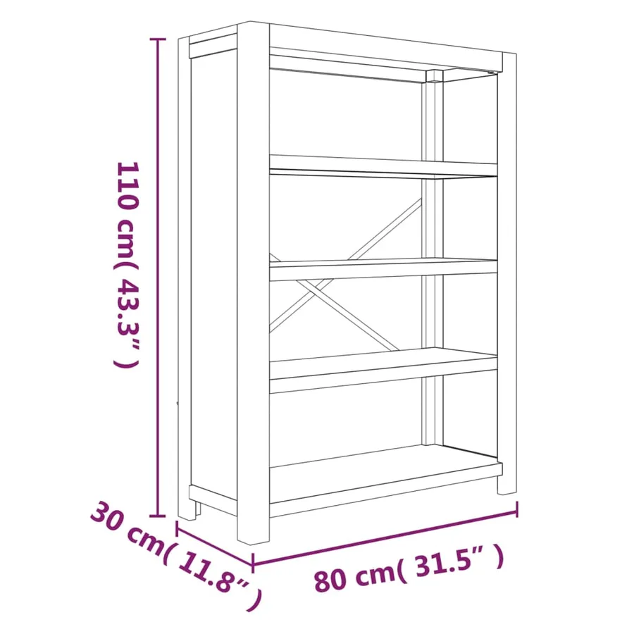 Bibliothèque 4 niveaux 80x30x110 cm Bois solide d'acacia - 8