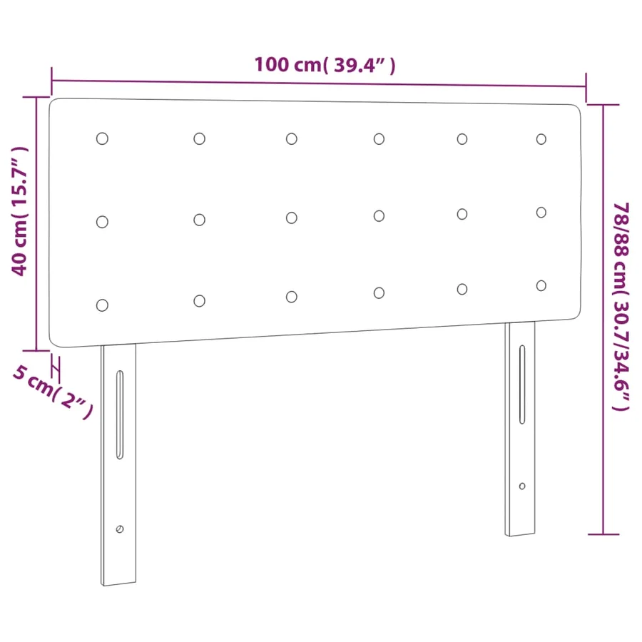 Tête de lit Gris clair 100x5x78/88 cm Velours - 8