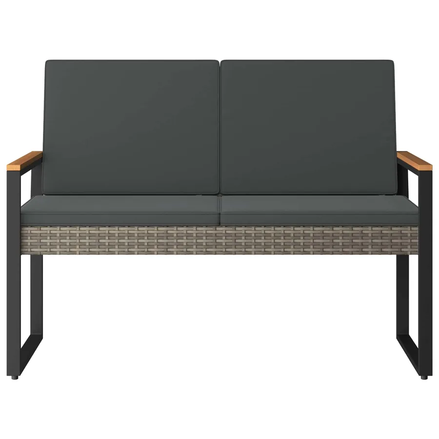 Banc extérieur Gris et Gris foncé 107 x 61 x 80 cm polyrotin - 5