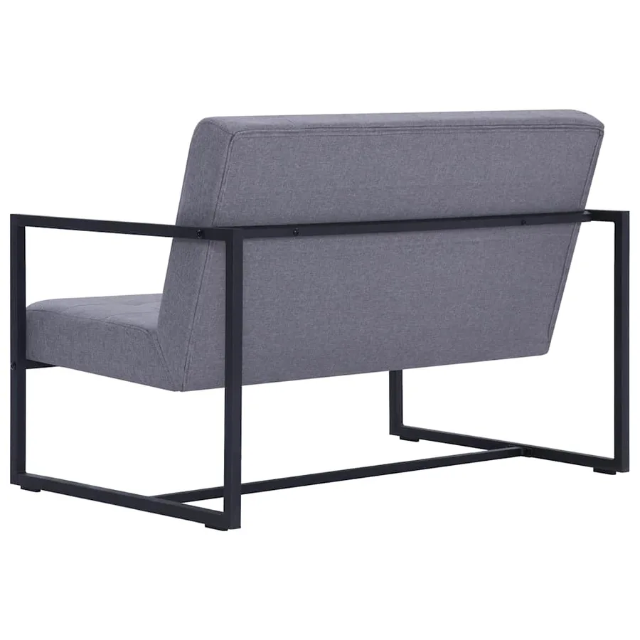 Canapé-lit à 2 places avec accoudoirs gris clair acier et tissu - 5