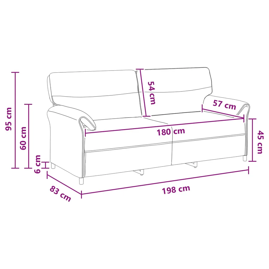Sofa 3 places Noir 198 x 83 x 95 cm Tissu - 8