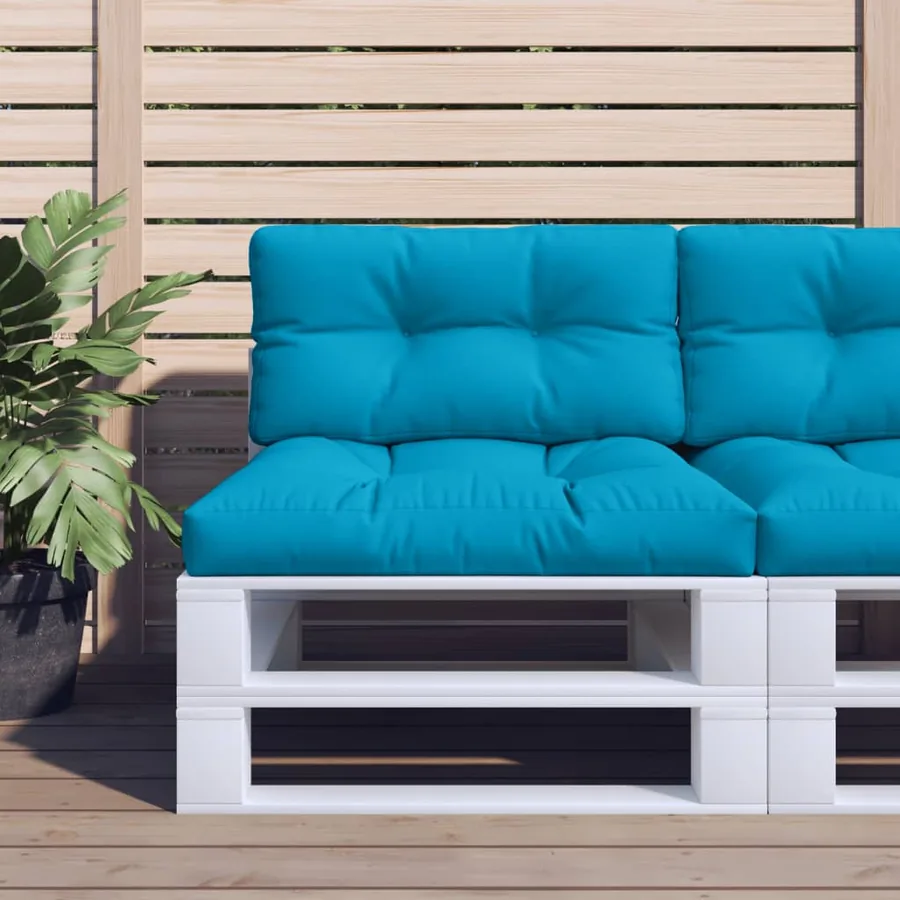 Coussin de palette bleu clair 70x40x12 cm tissu
