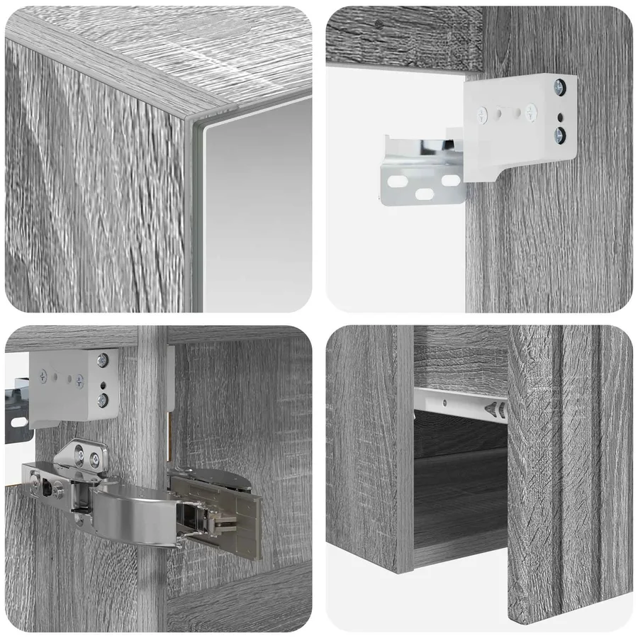 Ensemble d'armoire de salle de bain 4 pcs Sonoma gris - 9