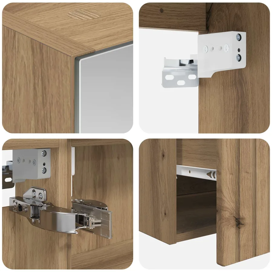 Ensemble d'armoire de salle de bain 4 pc Chêne artisanal - 9