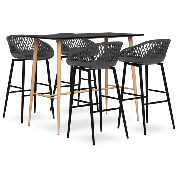 Ensemble de bar 5 pcs Noir et gris